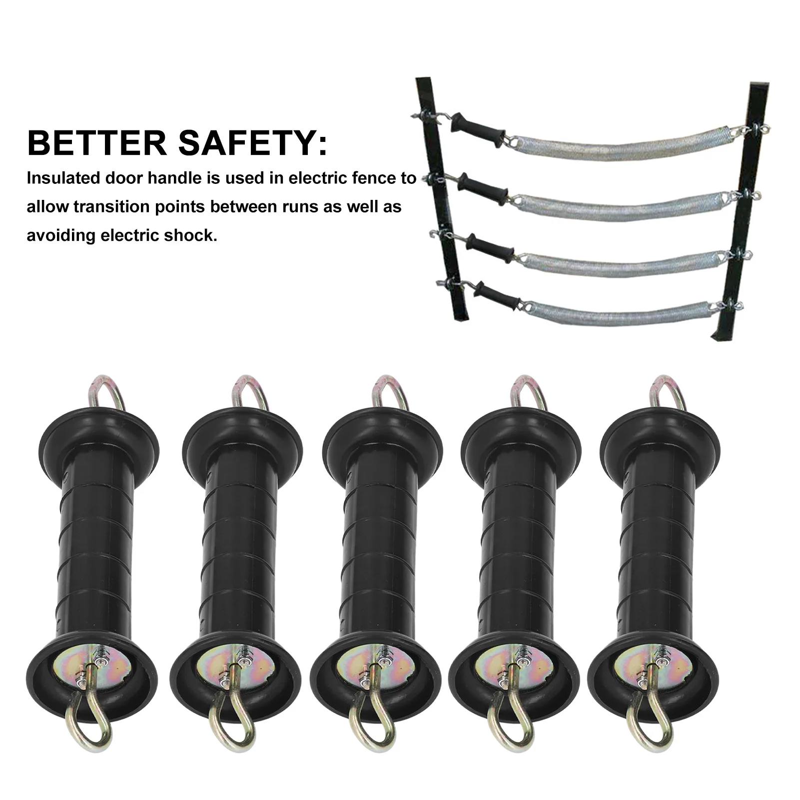 Electric Fence Handle Insulated Gate Grip Bar with Metal Hook for Farm Pasture Electric Fence Handle with Insulator
Electric Fence Handle Insulated Gate Grip Bar with Metal Hook for Farm Pasture Electric Fence Handle with Insulator