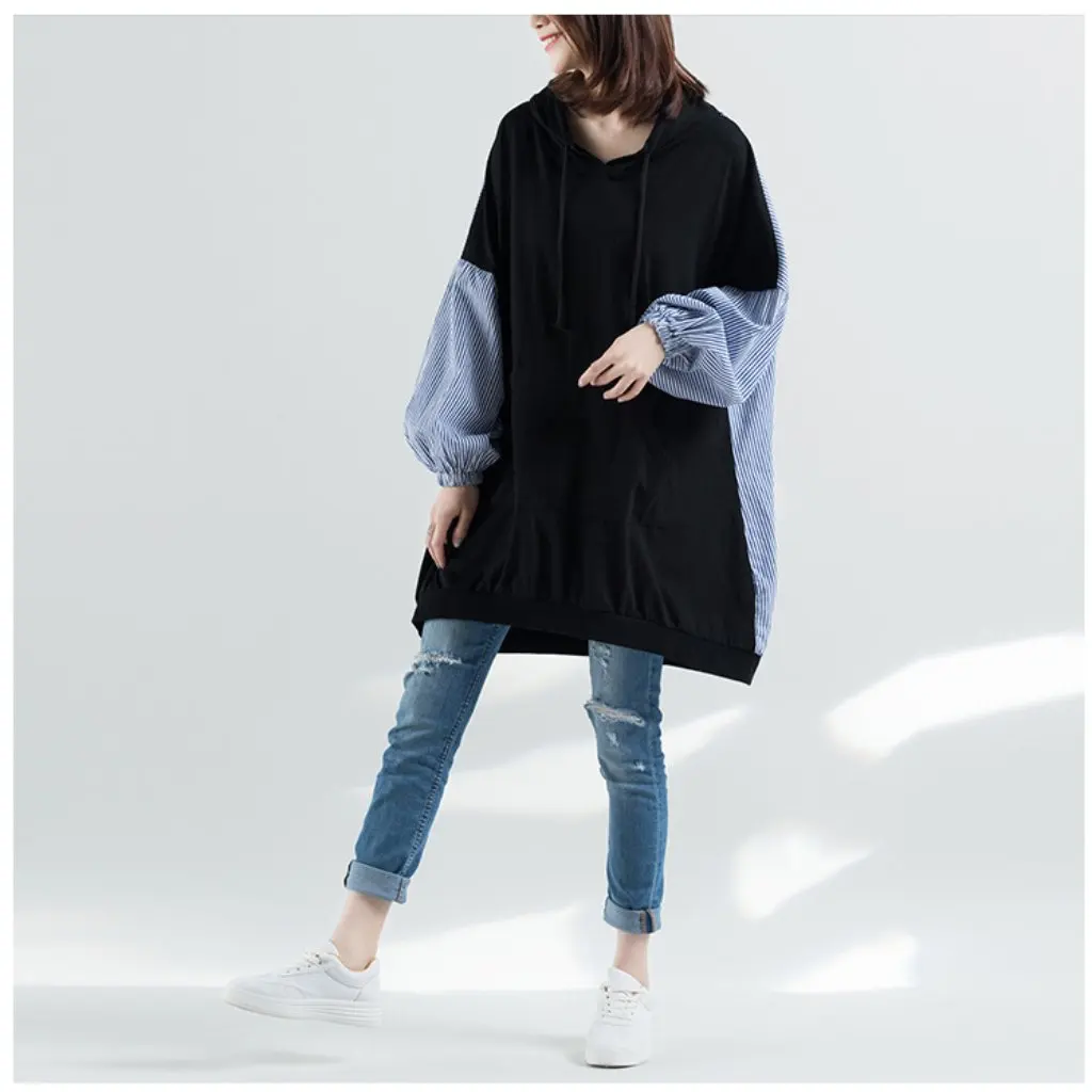 Женский свитер с капюшоном большого размера в художественную полоску, свободный крой, реальный снимок
Женский свитер с капюшоном большого размера в художественную полоску, свободный крой, реальный снимок