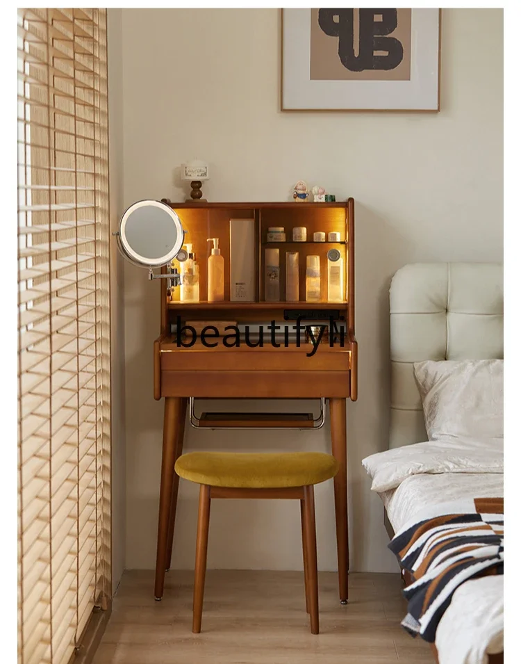 Solid wood dresser mini small apartment retro cosmetic table bedroom bedside table integrated
Solid wood dresser mini small apartment retro cosmetic table bedroom bedside table integrated