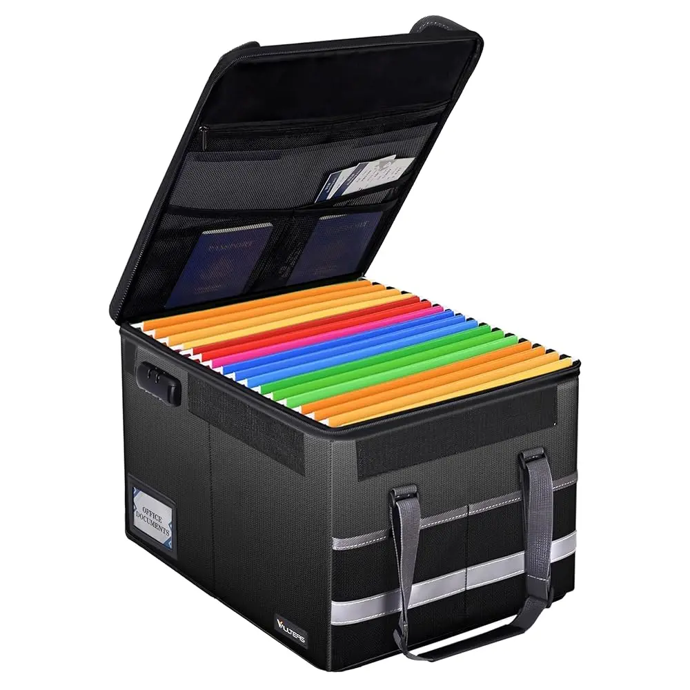 Fireproof Document Box with Lock – file organizer & fireproof document bag with Zipper, Pockets & Portable Handle – Collapsib
Fireproof Document Box with Lock – file organizer & fireproof document bag with Zipper, Pockets & Portable Handle – Collapsib