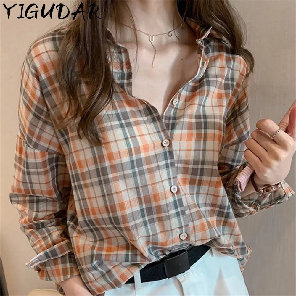 Autumn New Vintage niche Plaid Blouses Womans Loose Long Sleeve Shirt Casual Single Breasted Shirt With Pockets Female Top
Autumn New Vintage niche Plaid Blouses Womans Loose Long Sleeve Shirt Casual Single Breasted Shirt With Pockets Female Top