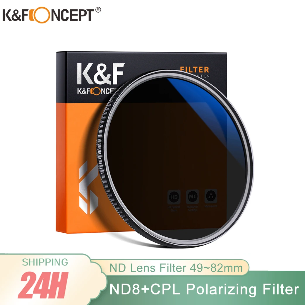 K&F Concept FilterND8+CPL 2 in 1 Circular Polarizing Filter ND Filter Waterproof Neutral Density 49mm 52mm 58mm 62mm 67mm 77mm
K&F Concept FilterND8+CPL 2 in 1 Circular Polarizing Filter ND Filter Waterproof Neutral Density 49mm 52mm 58mm 62mm 67mm 77mm