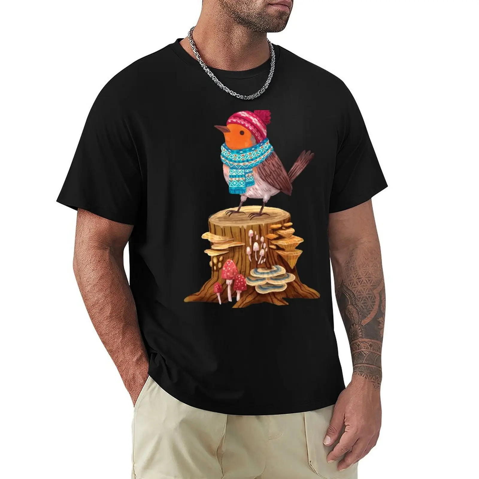 Robin Bird in a cozy winter scarf and hat T-Shirt Moisture Control Sports Tee
Robin Bird in a cozy winter scarf and hat T-Shirt Moisture Control Sports Tee