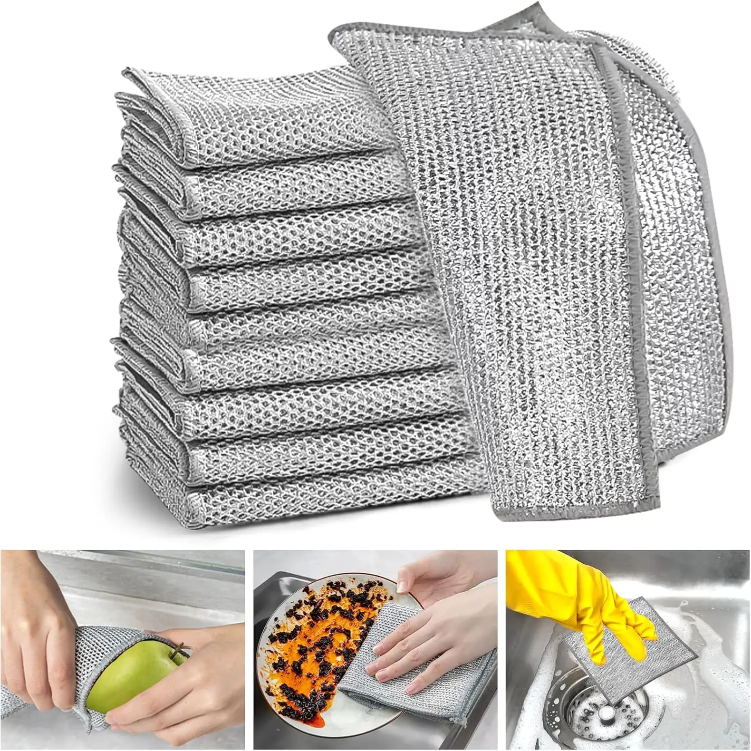 Thickened steel wire cleaning cloth, no scratches, double-layer iron microfiber mesh, dishcloth, dishwashing pot, rag, kitchen mop
Thickened steel wire cleaning cloth, no scratches, double-layer iron microfiber mesh, dishcloth, dishwashing pot, rag, kitchen mop