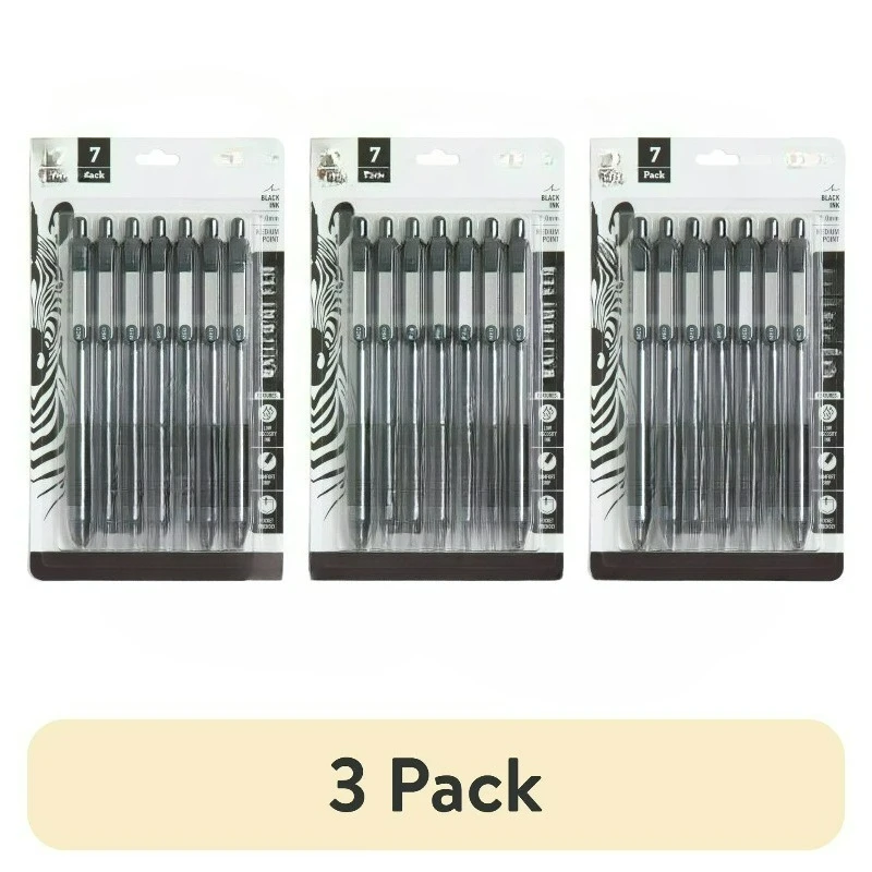(3 pack) Retractable Ballpoint Pen, 1.0 mm, Black Ink, 7-Pack
(3 pack) Retractable Ballpoint Pen, 1.0 mm, Black Ink, 7-Pack