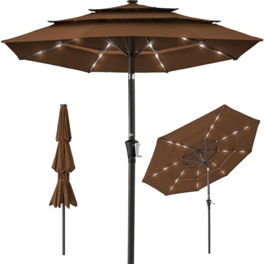 10ft 3-Tier Solar Patio Umbrella, Outdoor Market Sun Shade for Backyard, Deck, Poolside w/ 24 LED Lights, Tilt Adjustment, Easy
10ft 3-Tier Solar Patio Umbrella, Outdoor Market Sun Shade for Backyard, Deck, Poolside w/ 24 LED Lights, Tilt Adjustment, Easy