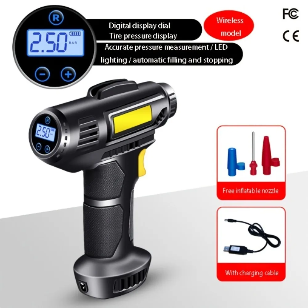 Car tire inflator pump wireless intelligent digital display portable handheld car inflator pump bicycle pump
Car tire inflator pump wireless intelligent digital display portable handheld car inflator pump bicycle pump