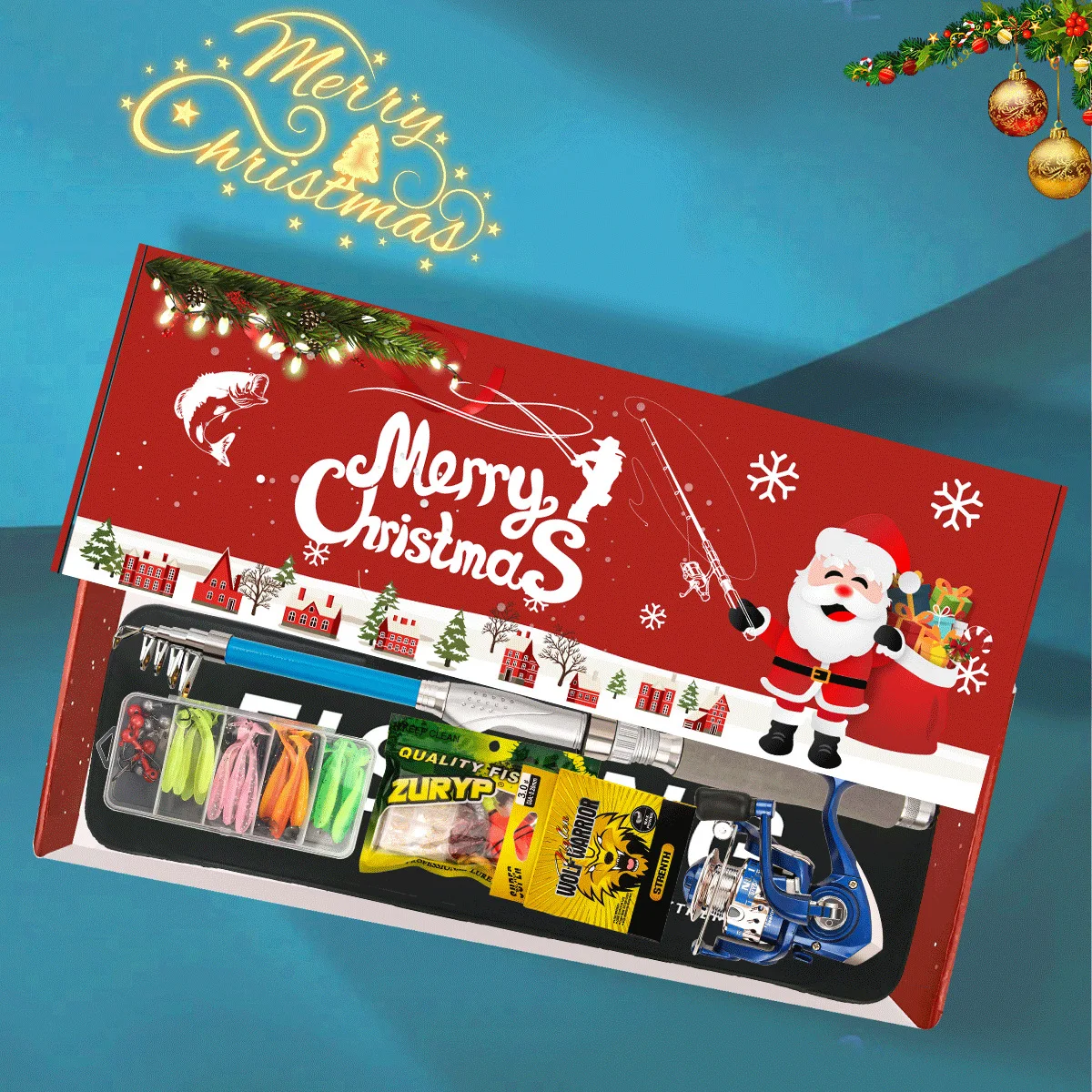 Christmas lure rod set, glass rod set, complete set of fishing gear, portable and ultra light long-range sea fishing set
Christmas lure rod set, glass rod set, complete set of fishing gear, portable and ultra light long-range sea fishing set