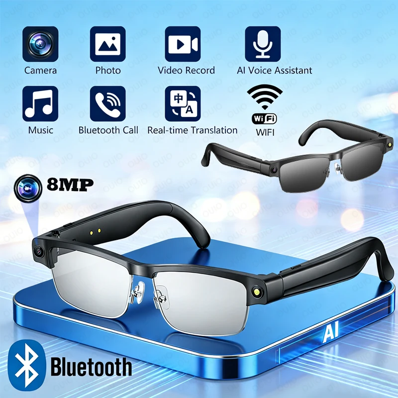 Al Smart Photo Glasses 800W Camera 1200P anti-shake HD Video Recording Translation Voice Assistant Music BT Call Smart Glasses
Al Smart Photo Glasses 800W Camera 1200P anti-shake HD Video Recording Translation Voice Assistant Music BT Call Smart Glasses