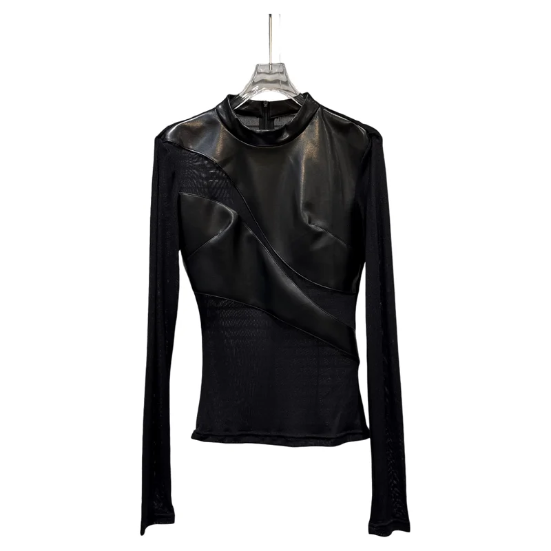 Сексуальная кожаная длинная футболка Spicy Girl Me в стиле пэчворк, облегающая женская футболка Faion, новинка зимы 202, круглый топ
Сексуальная кожаная длинная футболка Spicy Girl Me в стиле пэчворк, облегающая женская футболка Faion, новинка зимы 202, круглый топ