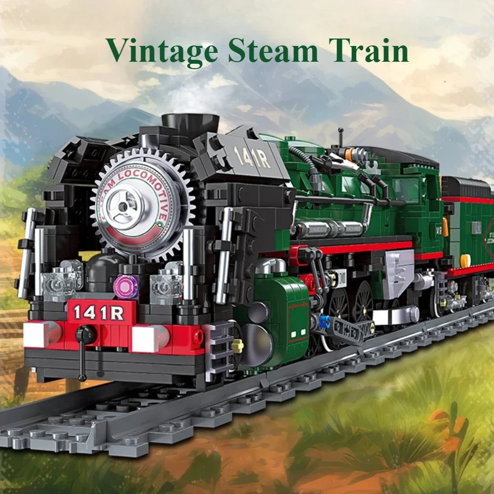 141R Retro Steam Train Building Blocks Assembly Set Model For Desktop Shelf Decor Adult Boys Gifts Vintage Railway Display Toys
141R Retro Steam Train Building Blocks Assembly Set Model For Desktop Shelf Decor Adult Boys Gifts Vintage Railway Display Toys