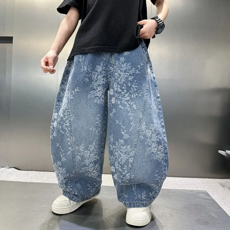 Boys' Floral Jacquard Baggy Wide Leg Denim Pants For Kids
Boys' Floral Jacquard Baggy Wide Leg Denim Pants For Kids