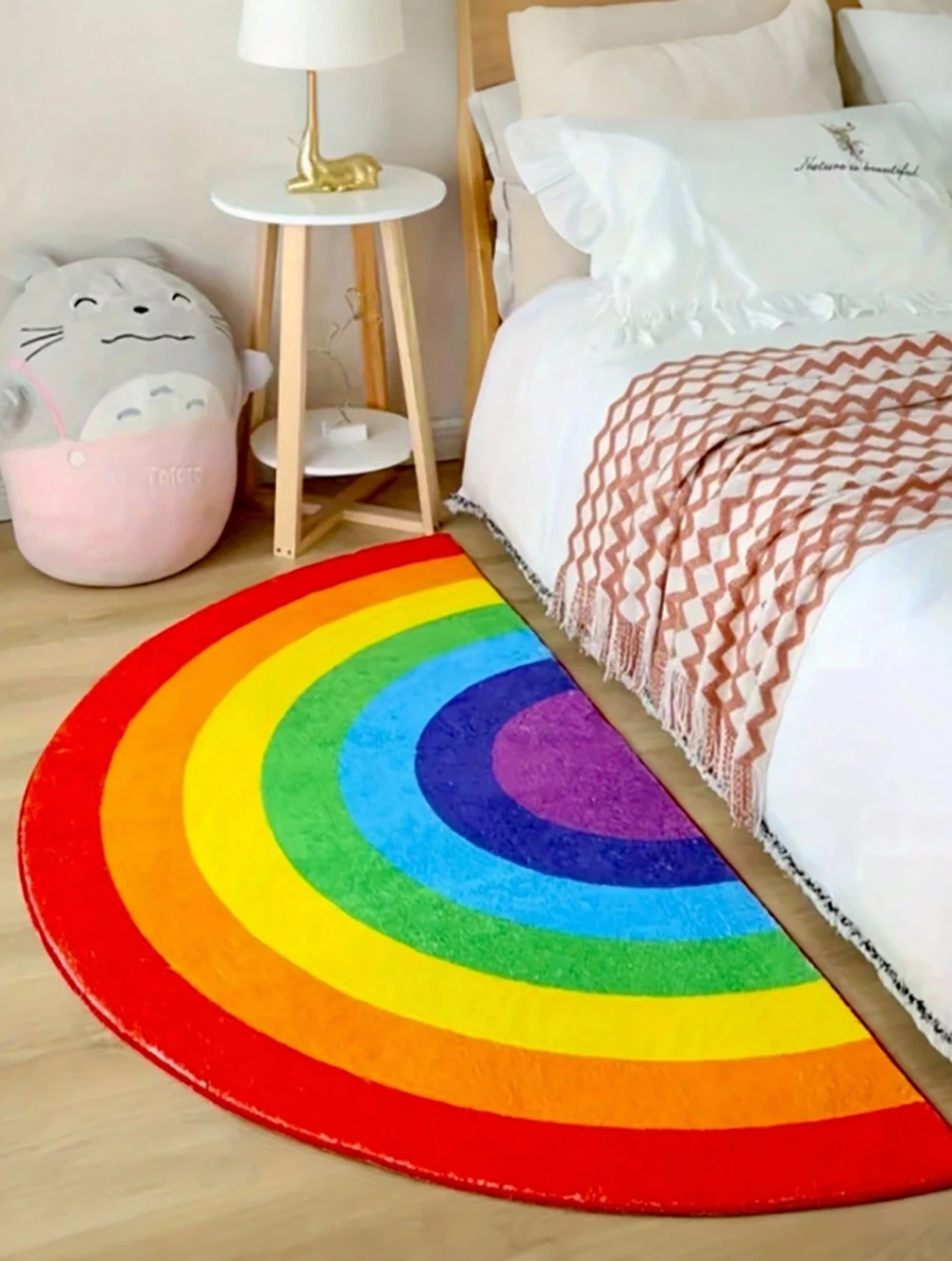 Vivid Rainbow Faux Wool Area Rug Plush Soft Washable Non-Slip Low Pile Suitable For Bedroom Or Living Room Decor 
Vivid Rainbow Faux Wool Area Rug Plush Soft Washable Non-Slip Low Pile Suitable For Bedroom Or Living Room Decor