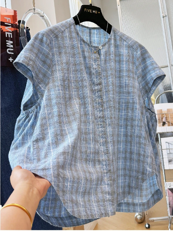 plus Size Women's Summer Shirt Vintage Plaid Loose Casual Thin Fly Sleeve Cotton round Neck Regular Length Shape Fit
plus Size Women's Summer Shirt Vintage Plaid Loose Casual Thin Fly Sleeve Cotton round Neck Regular Length Shape Fit