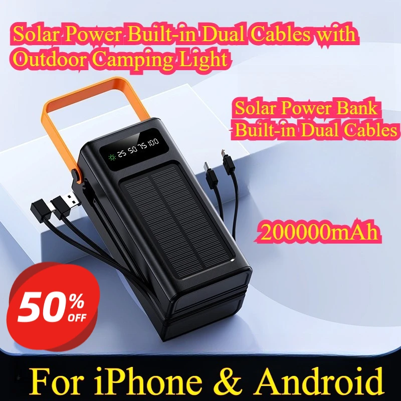 120W Super Fast Charging 200000mAh Large Capacity Power Bank Outdoor Live Built-in Cable Portable External Battery
120W Super Fast Charging 200000mAh Large Capacity Power Bank Outdoor Live Built-in Cable Portable External Battery