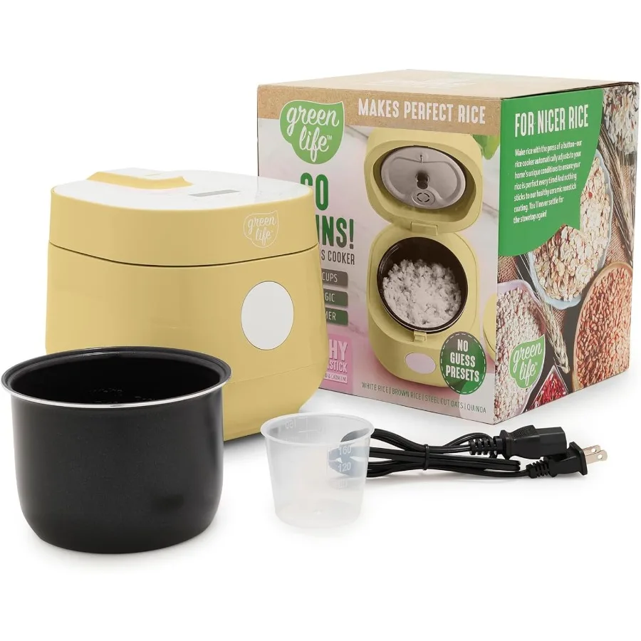 Digital Rice Cooker for 2-Cups Uncooked/4-Cups Cooked with Removable Nonstick Ceramic PFAS-Free Pot One-Touch Presets for Oats
Digital Rice Cooker for 2-Cups Uncooked/4-Cups Cooked with Removable Nonstick Ceramic PFAS-Free Pot One-Touch Presets for Oats