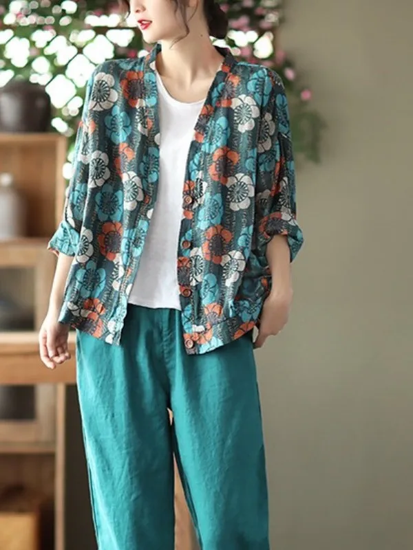 Свободный хлопково-льняной кардиган с длинным рукавом для женщин, с принтом, V-образным вырезом, весна-осень, новый, художественный, больших размеров, открытый
Свободный хлопково-льняной кардиган с длинным рукавом для женщин, с принтом, V-образным вырезом, весна-осень, новый, художественный, больших размеров, открытый