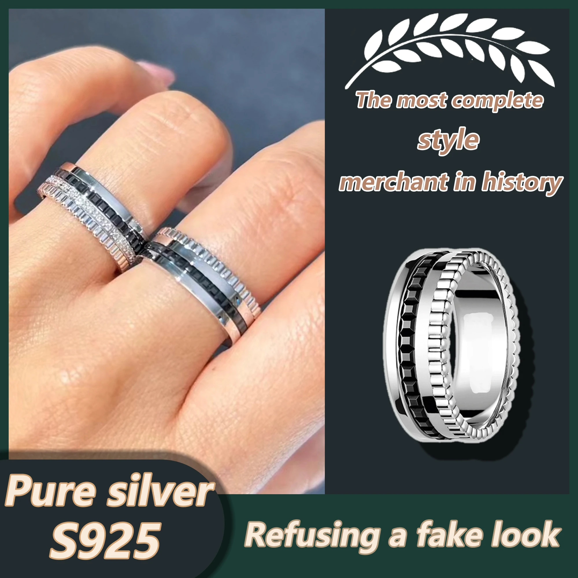 Black ceramic smooth white gold ring pure silver S925 fashionable, elegant and exquisite ring Quatre series holiday gift
Black ceramic smooth white gold ring pure silver S925 fashionable, elegant and exquisite ring Quatre series holiday gift