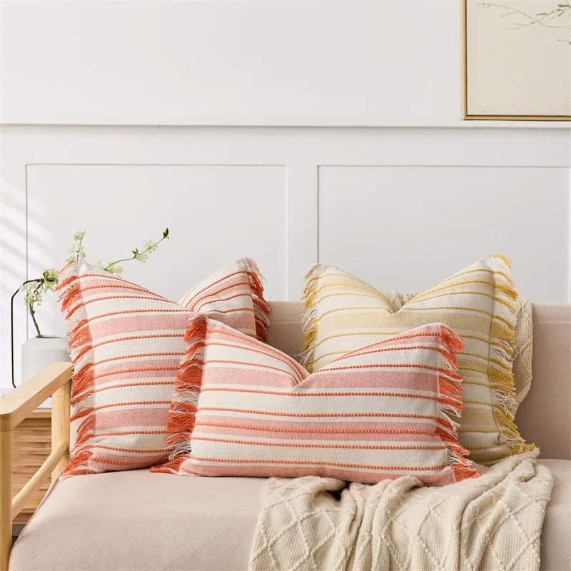 30x50/45/45cm Striped Color Woven Tassel Throw Pillow Cover 3D Jacquard Cushion Cover Wide Strip Tearing Decoration Pillow Case
30x50/45/45cm Striped Color Woven Tassel Throw Pillow Cover 3D Jacquard Cushion Cover Wide Strip Tearing Decoration Pillow Case