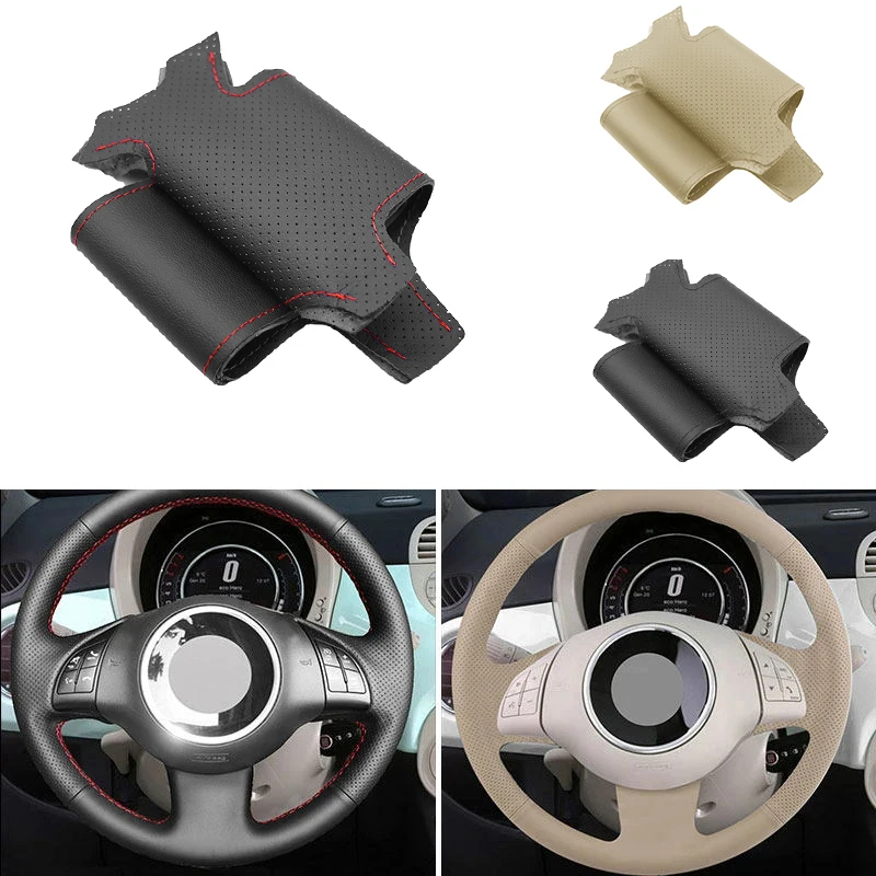 Funda de cuero de microfibra perforada para volante de coche, puntada a mano, para Fiat 500, 2007-2015, 500e, 2014-2018,
Funda de cuero de microfibra perforada para volante de coche, puntada a mano, para Fiat 500, 2007-2015, 500e, 2014-2018,