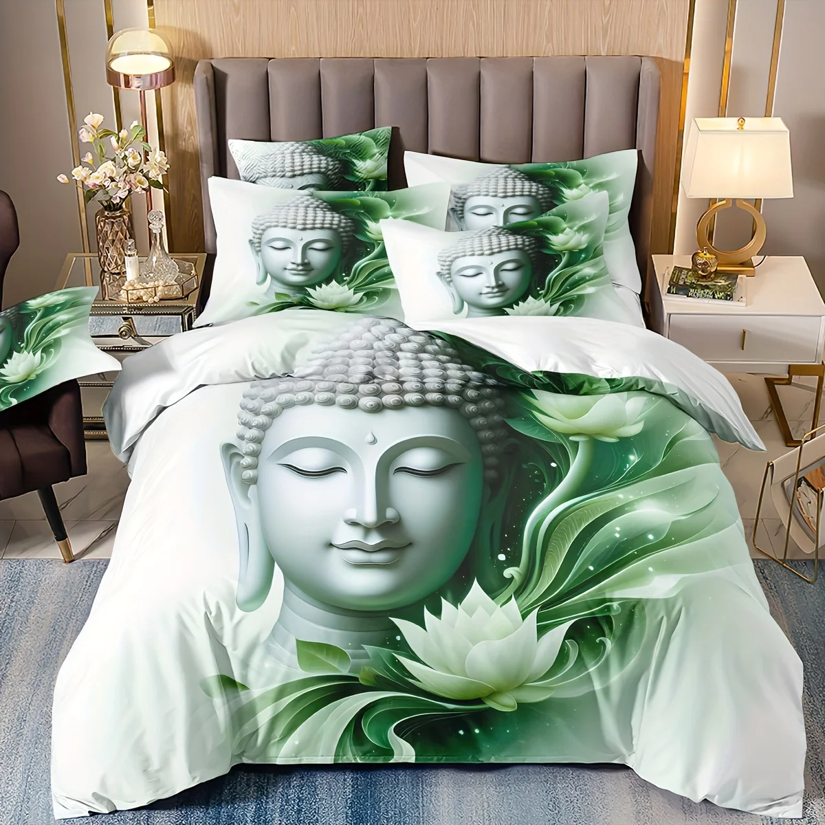 Buddha Duvet Cover Set Meditation Buddha Statues Pattern Bedding Set Ultra-Soft Breathable Duvet Cover with Pillowcase
Buddha Duvet Cover Set Meditation Buddha Statues Pattern Bedding Set Ultra-Soft Breathable Duvet Cover with Pillowcase