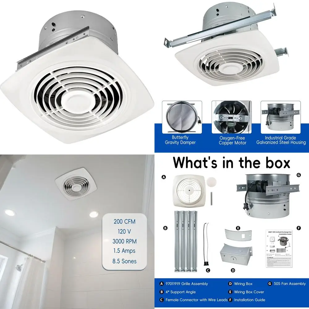 8-Inch Ceiling-Mounted Exhaust Fan for Powerful Ventilation in Kitchen, Bathroom, and Laundry Rooms
8-Inch Ceiling-Mounted Exhaust Fan for Powerful Ventilation in Kitchen, Bathroom, and Laundry Rooms