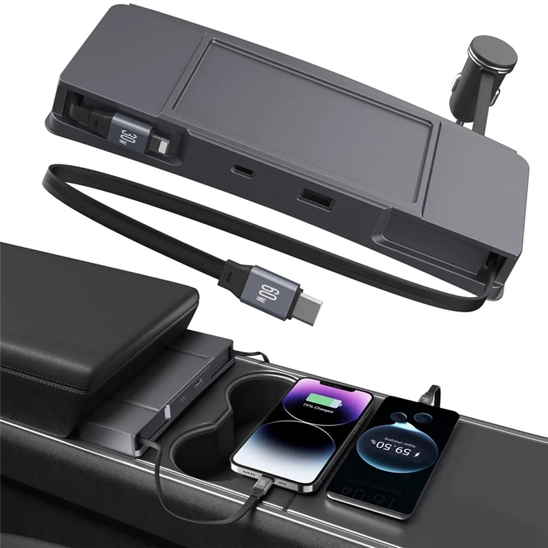 Retractable Cable USB Hub Fast Charger Docking Station For Tesla Model Y 2020-2024 And Model 3 2020-2023 Center Console
Retractable Cable USB Hub Fast Charger Docking Station For Tesla Model Y 2020-2024 And Model 3 2020-2023 Center Console