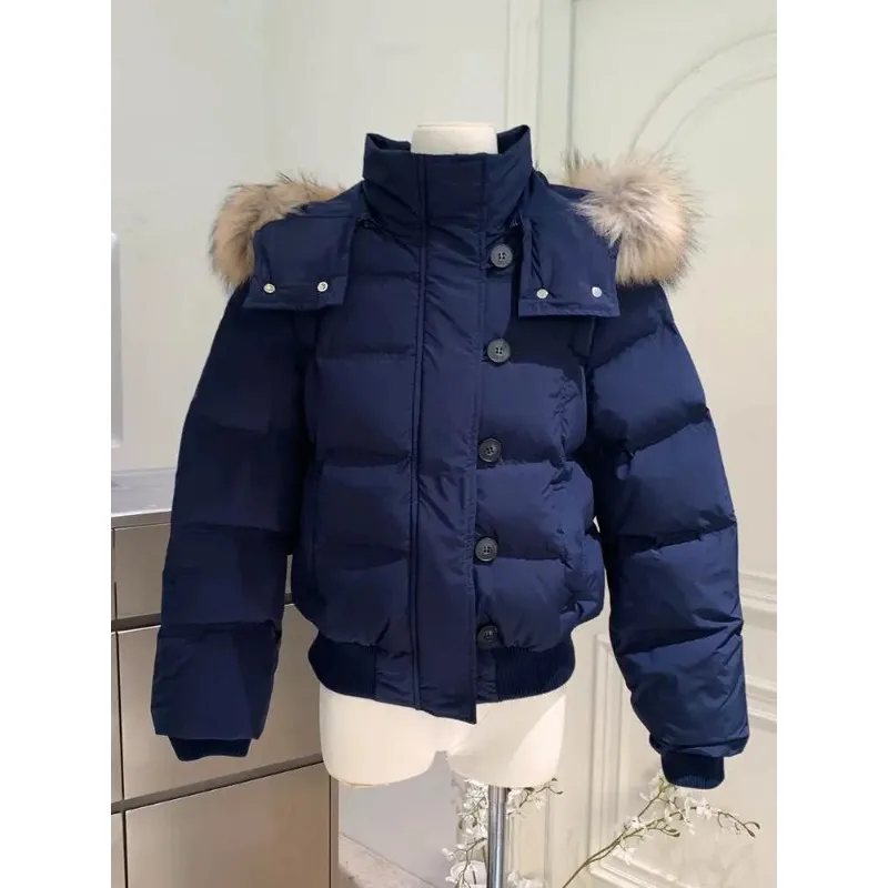 Autumn Winter Fur Hooded Jacket Women Outerwear Thick Dowon Cotton Padded Slim Short Parkas Female Cropped Puffer Bubble Coat
Autumn Winter Fur Hooded Jacket Women Outerwear Thick Dowon Cotton Padded Slim Short Parkas Female Cropped Puffer Bubble Coat
