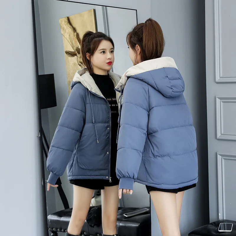 Winter Windproof Warm Hooded Parkas Women New Korean Contrast Color Patchwork Cotton Coat Pocket Drawstring Casual Padded Parkas
Winter Windproof Warm Hooded Parkas Women New Korean Contrast Color Patchwork Cotton Coat Pocket Drawstring Casual Padded Parkas