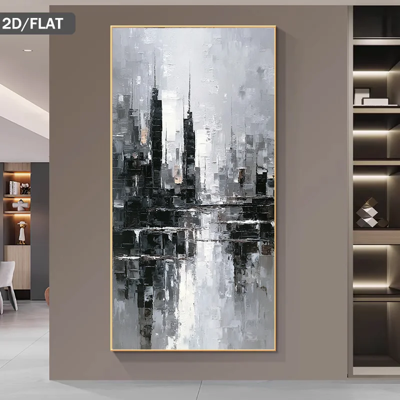 2D/Flat Modern Abstract Cityscape Canvas Wall Art, Frameless Neutral Black White Gray Skyline Canvas Print for Living Room Decor
2D/Flat Modern Abstract Cityscape Canvas Wall Art, Frameless Neutral Black White Gray Skyline Canvas Print for Living Room Decor