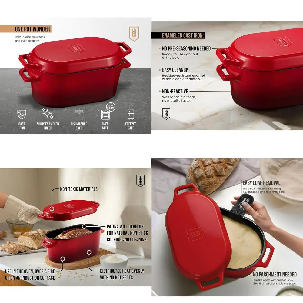 Эмалированная чугунная жаровня (голландская печь), 3,4 л, цвет вишневый омбре, с двумя ручками, можно мыть в посудомоечной машине
Эмалированная чугунная жаровня (голландская печь), 3,4 л, цвет вишневый омбре, с двумя ручками, можно мыть в посудомоечной машине