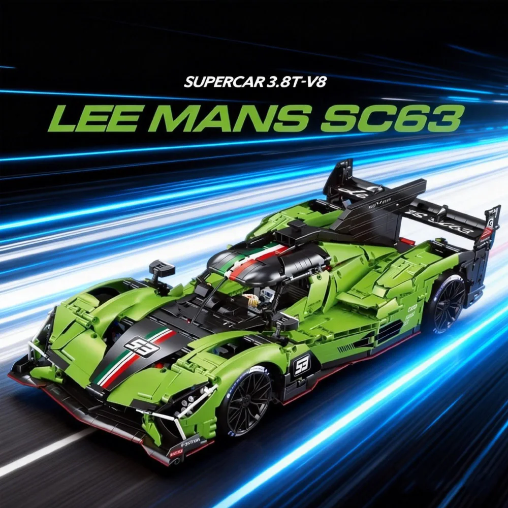 MOC 3771pcs High-tech 1:8 RC Sports Car LEE MANS SC63 Building Blocks Bricks Model Assembling Toys for Boys Gift Set
MOC 3771pcs High-tech 1:8 RC Sports Car LEE MANS SC63 Building Blocks Bricks Model Assembling Toys for Boys Gift Set