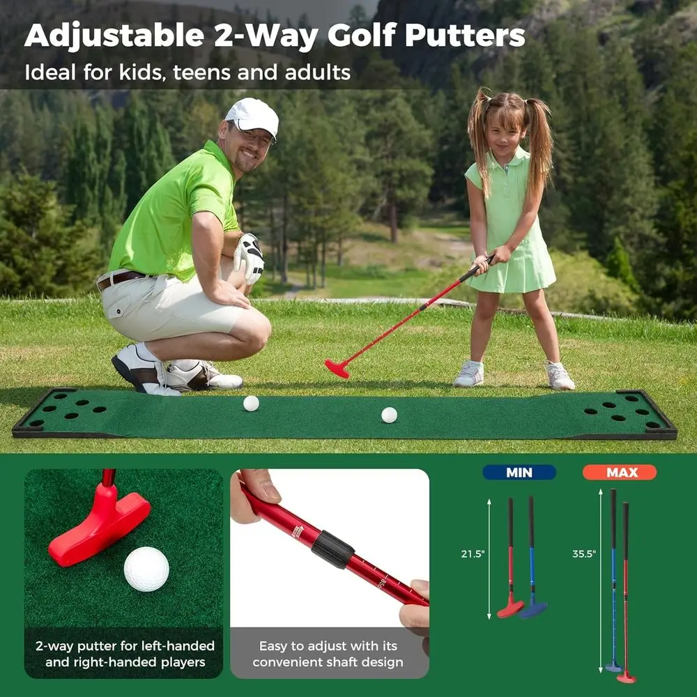 Portable Golf Putting Mat Set with 2 Putters, 6 Balls, Carry Bag, Ideal for Indoor and Outdoor Practice
Portable Golf Putting Mat Set with 2 Putters, 6 Balls, Carry Bag, Ideal for Indoor and Outdoor Practice