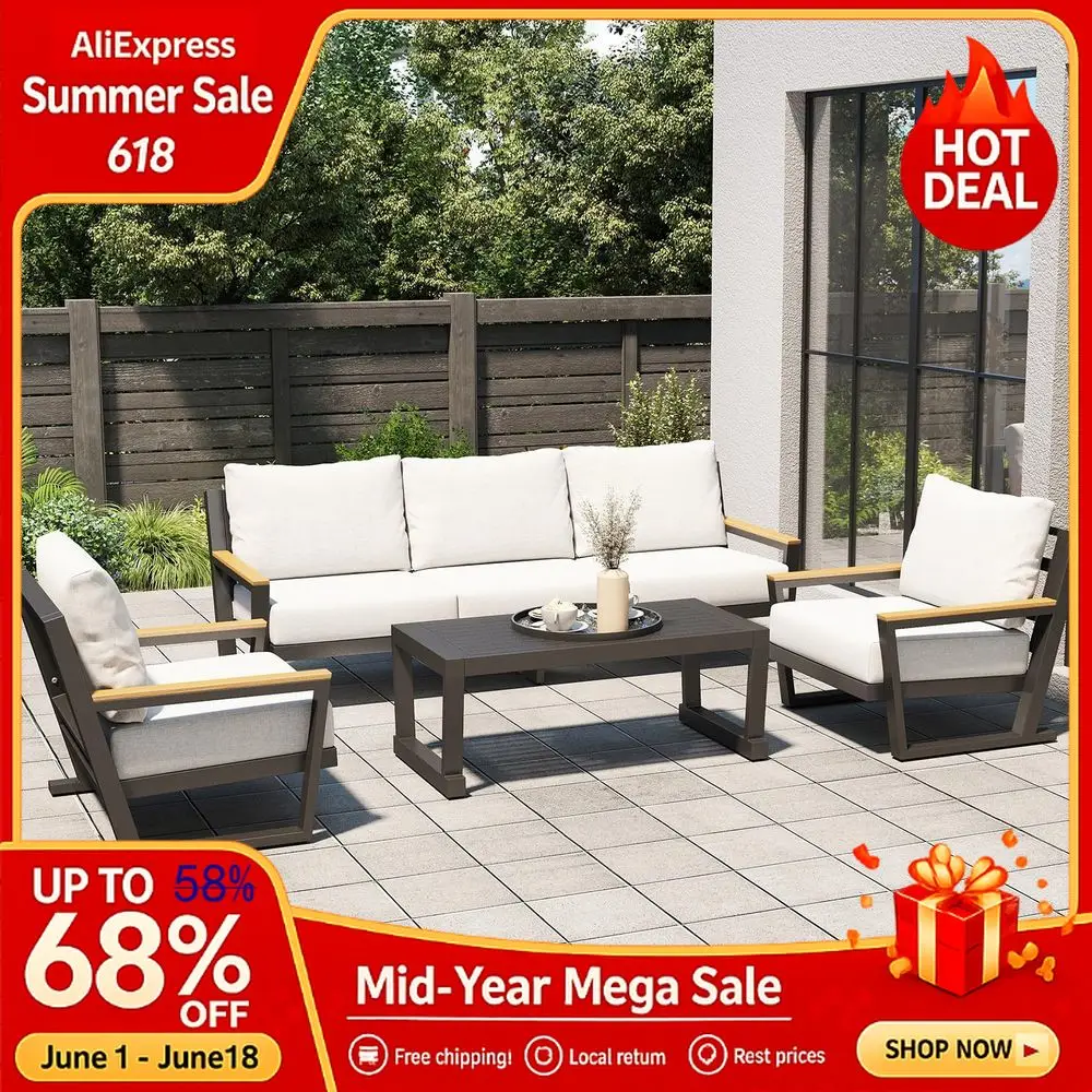 Aluminum Outdoor Sofa,4 Seats Patio Furniture Set,Sectional Sofa Conversation Set with Coffee Table, Upgraded Washable, Custom
Aluminum Outdoor Sofa,4 Seats Patio Furniture Set,Sectional Sofa Conversation Set with Coffee Table, Upgraded Washable, Custom