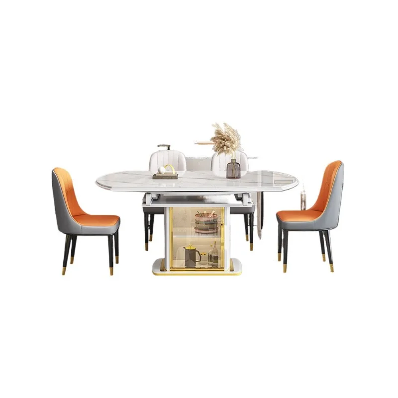 Solid wood dining table, small apartment dining room, rectangular variable round one table and four chairs combination
Solid wood dining table, small apartment dining room, rectangular variable round one table and four chairs combination