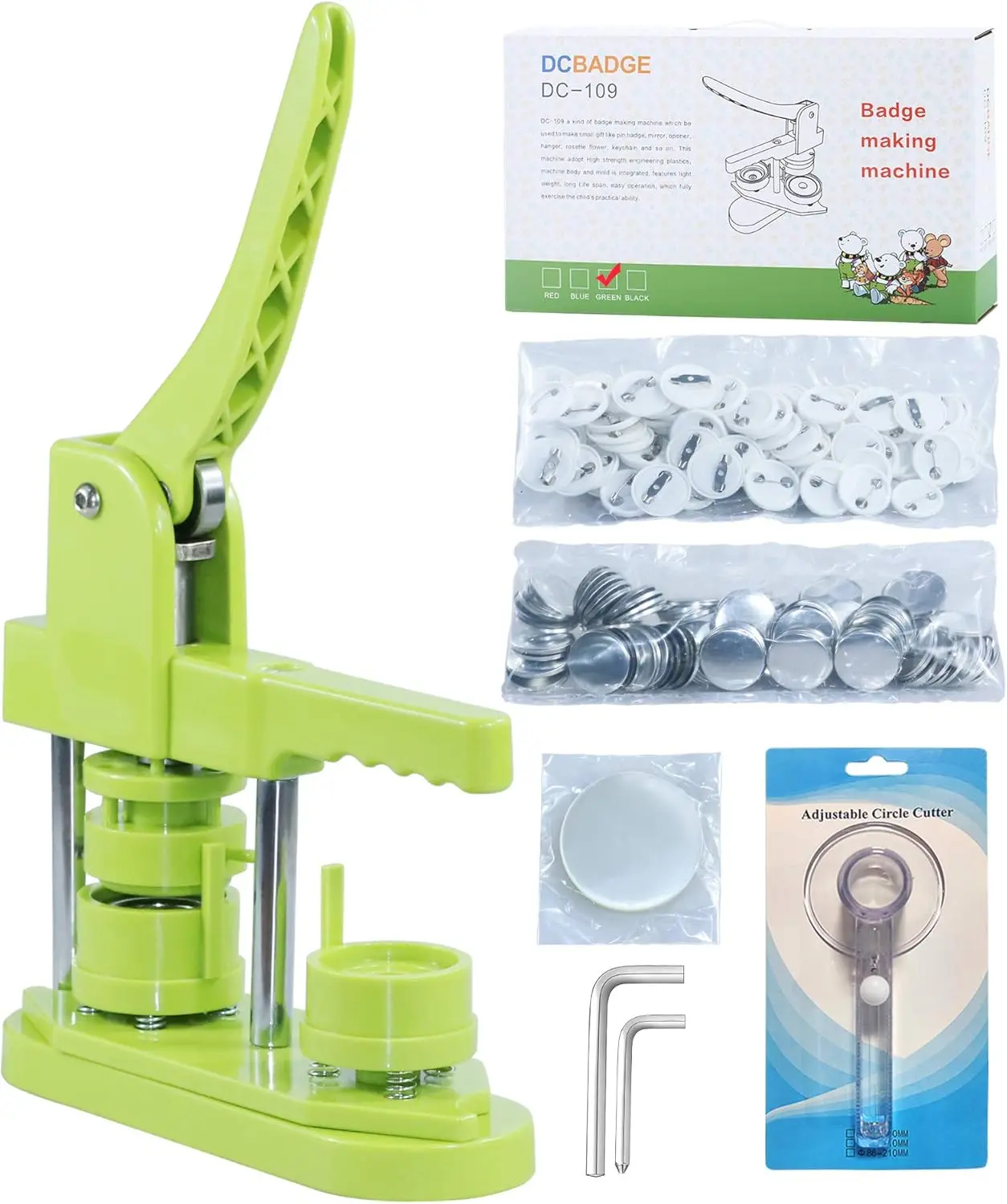 32mm Button Maker Machine, 3rd Gen Installation-Free DIY Pin Badge Press Kit with 500pcs Parts & Circle Cutter
32mm Button Maker Machine, 3rd Gen Installation-Free DIY Pin Badge Press Kit with 500pcs Parts & Circle Cutter