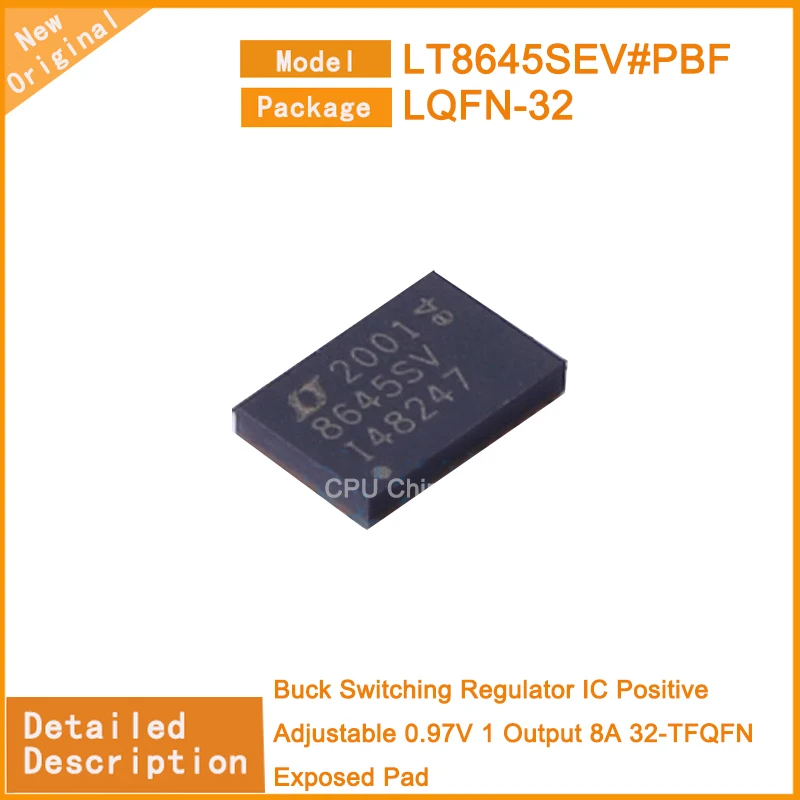 5 шт./лот, новый оригинальный LT8645SEV # PBF LT8645SEV понижающий импульсный регулятор IC положительный регулируемый 0,97 В 1 выход 8 А 32-TFQFN
5 шт./лот, новый оригинальный LT8645SEV # PBF LT8645SEV понижающий импульсный регулятор IC положительный регулируемый 0,97 В 1 выход 8 А 32-TFQFN