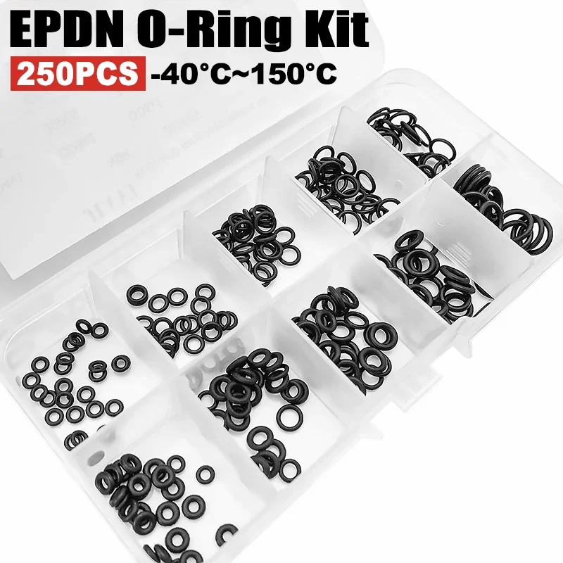 250Pcs O-Ring Kit Black EPDM Anti-Friction Ozone CS1/1.5mm OD3-8mm Acid Alkali Waterproof Rubber Gasket for Industrial Parts
250Pcs O-Ring Kit Black EPDM Anti-Friction Ozone CS1/1.5mm OD3-8mm Acid Alkali Waterproof Rubber Gasket for Industrial Parts