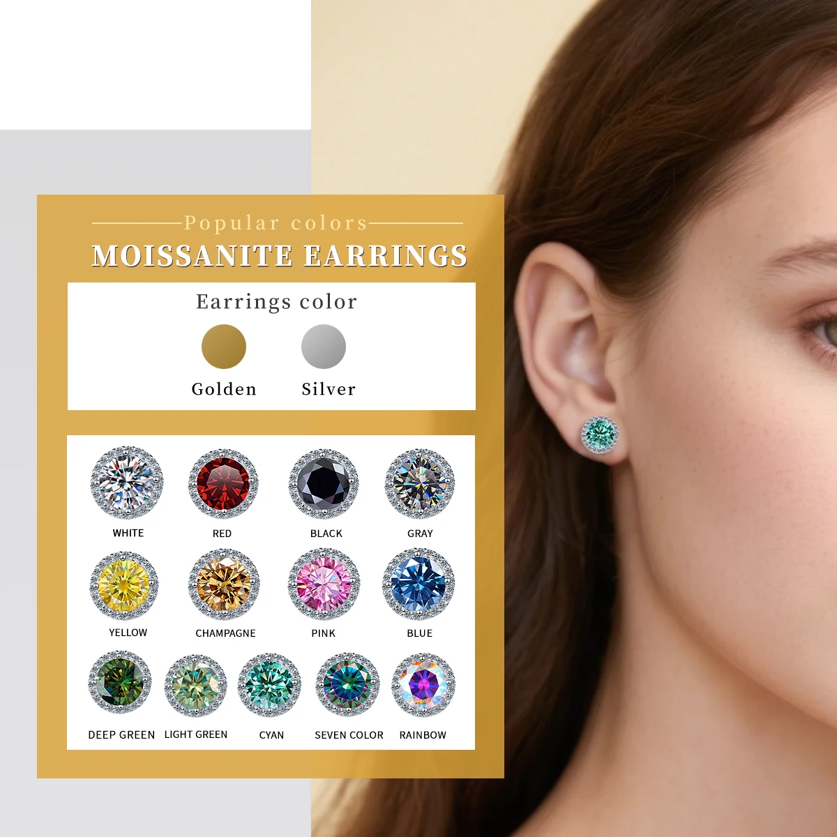 S925 Sterling Silver Round Cut Moissanite Stud Earrings for Women GRA Certified D Color VVS1 Sparkling Elegant Daily Wear
S925 Sterling Silver Round Cut Moissanite Stud Earrings for Women GRA Certified D Color VVS1 Sparkling Elegant Daily Wear
