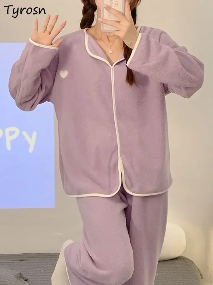 Pajama Sets Women Design Sweet Solid Casual Sleepwear Simple Autumn Korean Style Warm Home Daily Students Loose Fashion Tender
Pajama Sets Women Design Sweet Solid Casual Sleepwear Simple Autumn Korean Style Warm Home Daily Students Loose Fashion Tender
