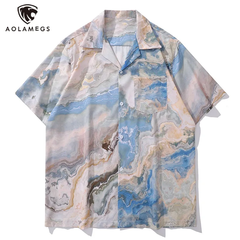 Men's Shirts Colorful Oil Painting Patterns Blouse Lapel Short Sleeve New Chinese Style Blue Tops Tie-Dye Trendy Button Clothes
Men's Shirts Colorful Oil Painting Patterns Blouse Lapel Short Sleeve New Chinese Style Blue Tops Tie-Dye Trendy Button Clothes