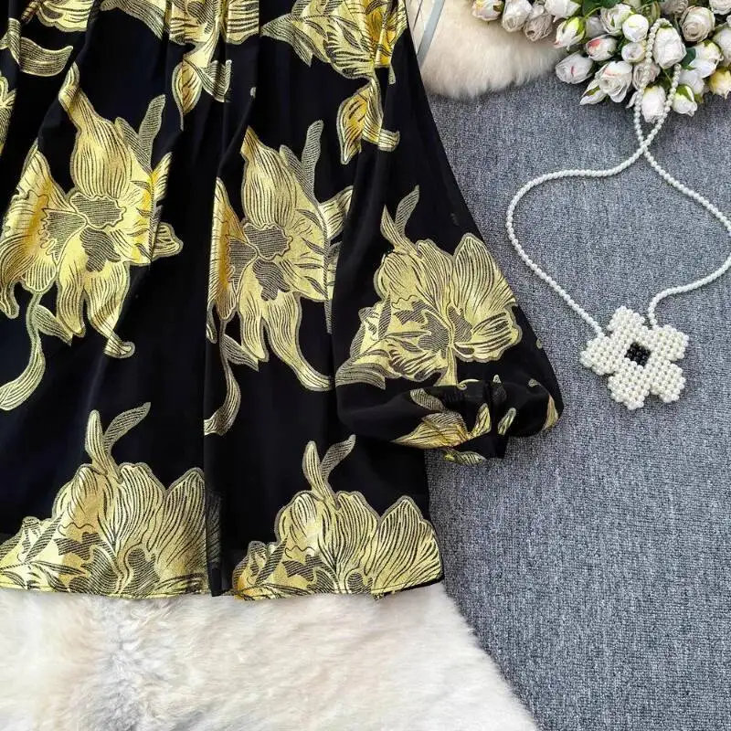 BabYoung 2025 Autumn Winter New Shirts Women Y2k Long Sleeve Loose Blouses Vintage Fashion Black Golden Print Blusas Mujer
BabYoung 2025 Autumn Winter New Shirts Women Y2k Long Sleeve Loose Blouses Vintage Fashion Black Golden Print Blusas Mujer