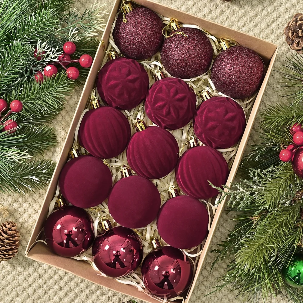 Flocked Christmas Ball Ornaments Reusable Burgundy Flocked Balls Pendent Decorative Balls Velvet Christmas Tree Hanging
Flocked Christmas Ball Ornaments Reusable Burgundy Flocked Balls Pendent Decorative Balls Velvet Christmas Tree Hanging