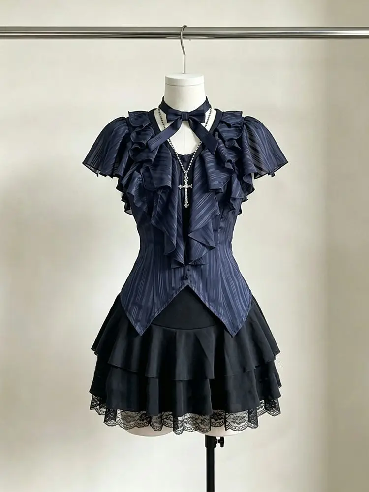 Gothic American Dark Retro 2 Piece Sets Women Y2k Ruffle Design Blouse + Chic Mini Skirt Female Retro Korean Popular Clothes
Gothic American Dark Retro 2 Piece Sets Women Y2k Ruffle Design Blouse + Chic Mini Skirt Female Retro Korean Popular Clothes