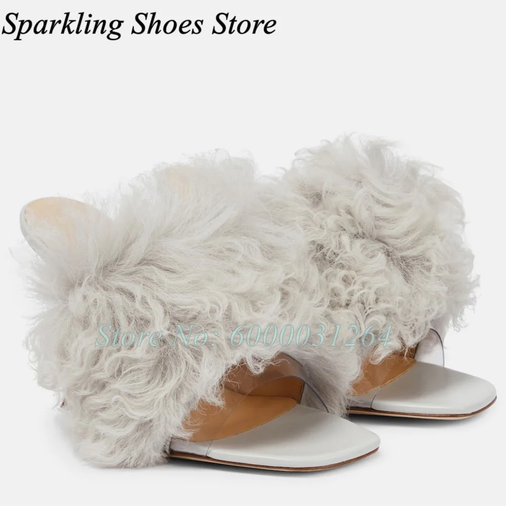 Women Furry Square Toe Heeled Sandals Shallow Fur Pull On Slip On High Heels Women Luxury Designer Stiletto Shoes Outer Slippers
Women Furry Square Toe Heeled Sandals Shallow Fur Pull On Slip On High Heels Women Luxury Designer Stiletto Shoes Outer Slippers
