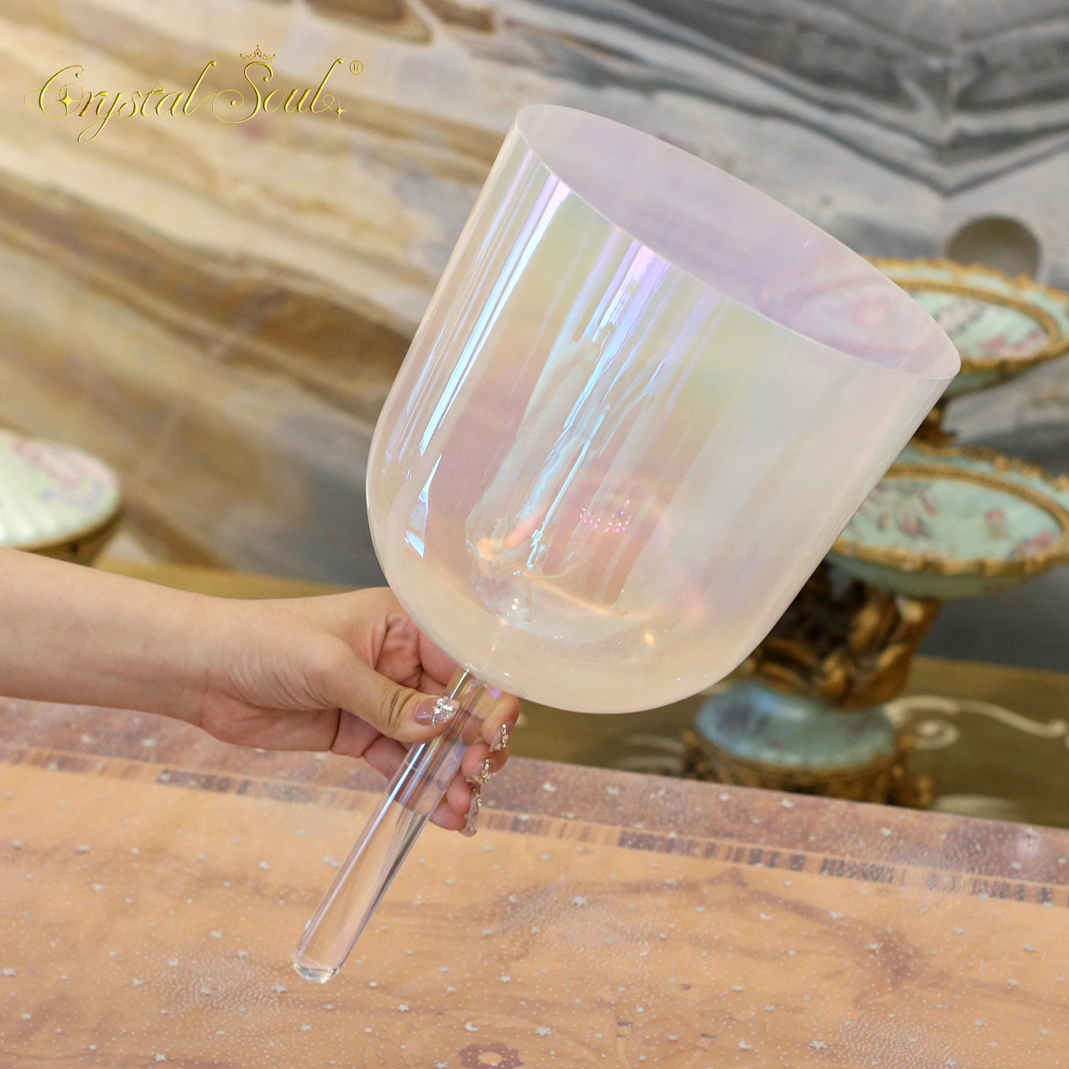CrystalSoul 432Hz 6-8inch Clear Quartz Aurora Color Handheld Singing Bowl with Accessories
CrystalSoul 432Hz 6-8inch Clear Quartz Aurora Color Handheld Singing Bowl with Accessories