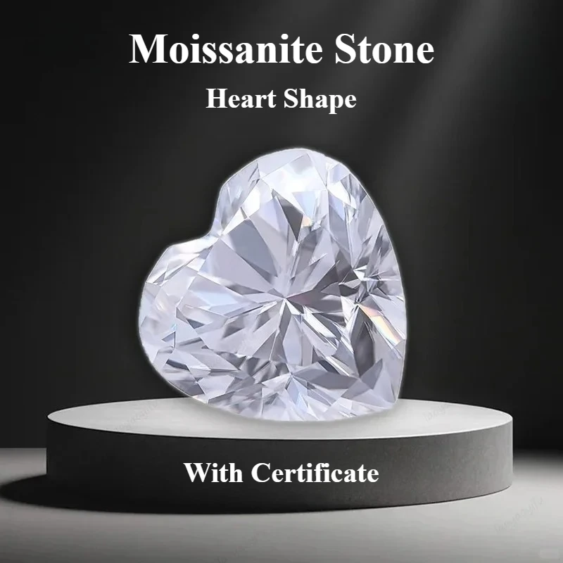 Moissanite Stone Heart Shape D Color VVS1 Lab Grown Gemstone for DIY Advanced Jewelry Rings Earrings Making with Certificate
Moissanite Stone Heart Shape D Color VVS1 Lab Grown Gemstone for DIY Advanced Jewelry Rings Earrings Making with Certificate