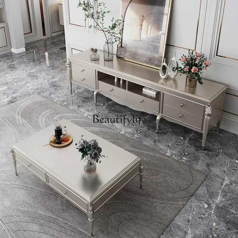 American solid wood coffee table TV cabinet with drawers, modern light luxury simple coffee table
American solid wood coffee table TV cabinet with drawers, modern light luxury simple coffee table