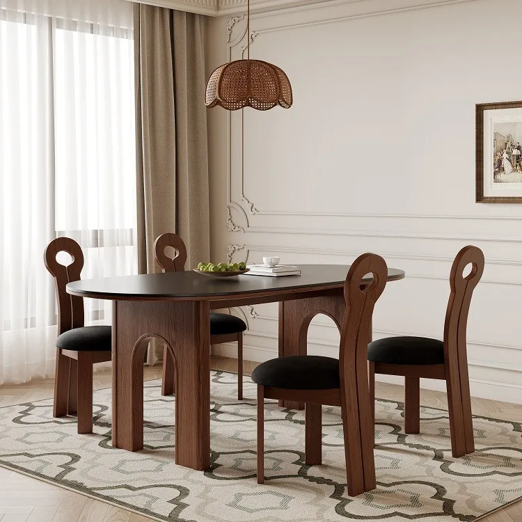 Li Yin black rock slab high-end French antique 2023 new household ash wood oval arch dining table
Li Yin black rock slab high-end French antique 2023 new household ash wood oval arch dining table