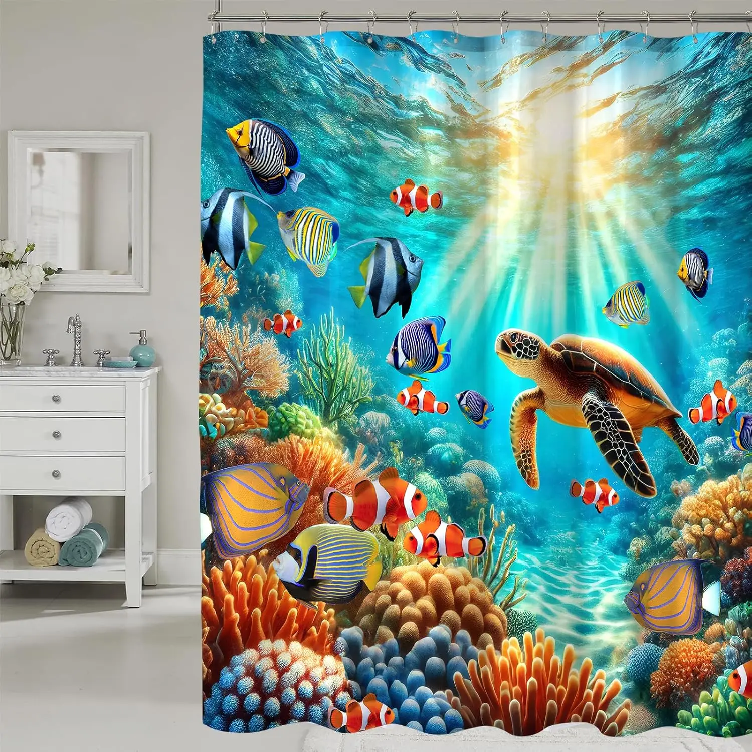 Занавеска для душа с морской черепахой, океан, пляж, прибрежный морской мир, морская жизнь, набор занавесок для ванной комнаты с крючками, украшение для дома 
Занавеска для душа с морской черепахой, океан, пляж, прибрежный морской мир, морская жизнь, набор занавесок для ванной комнаты с крючками, украшение для дома